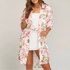 Show Me Your Mumu Brie Garden Of Blooms Robe W/ Belt Size OS Floral Pink Peonies